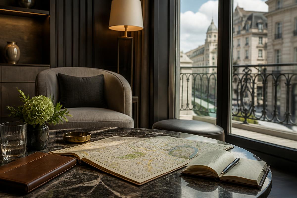 Private planning table overlooking a European city