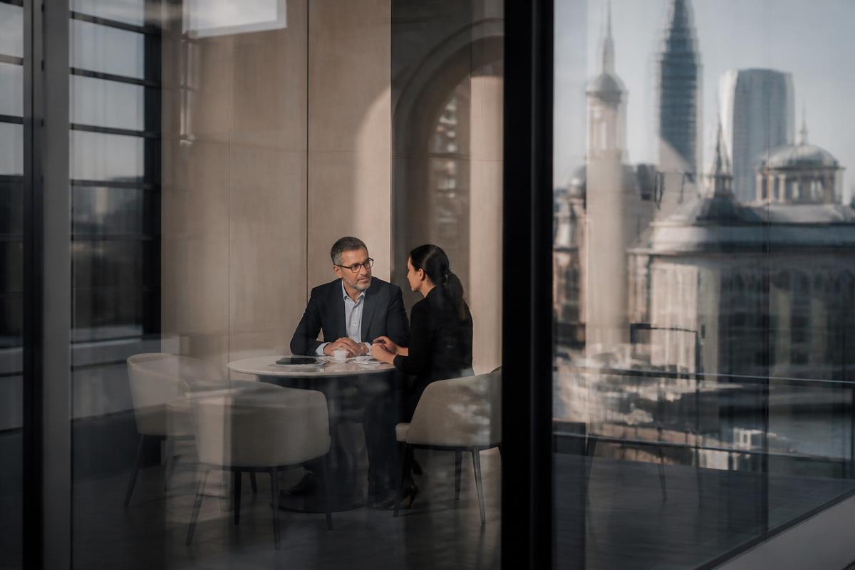 Private business meeting overlooking London
